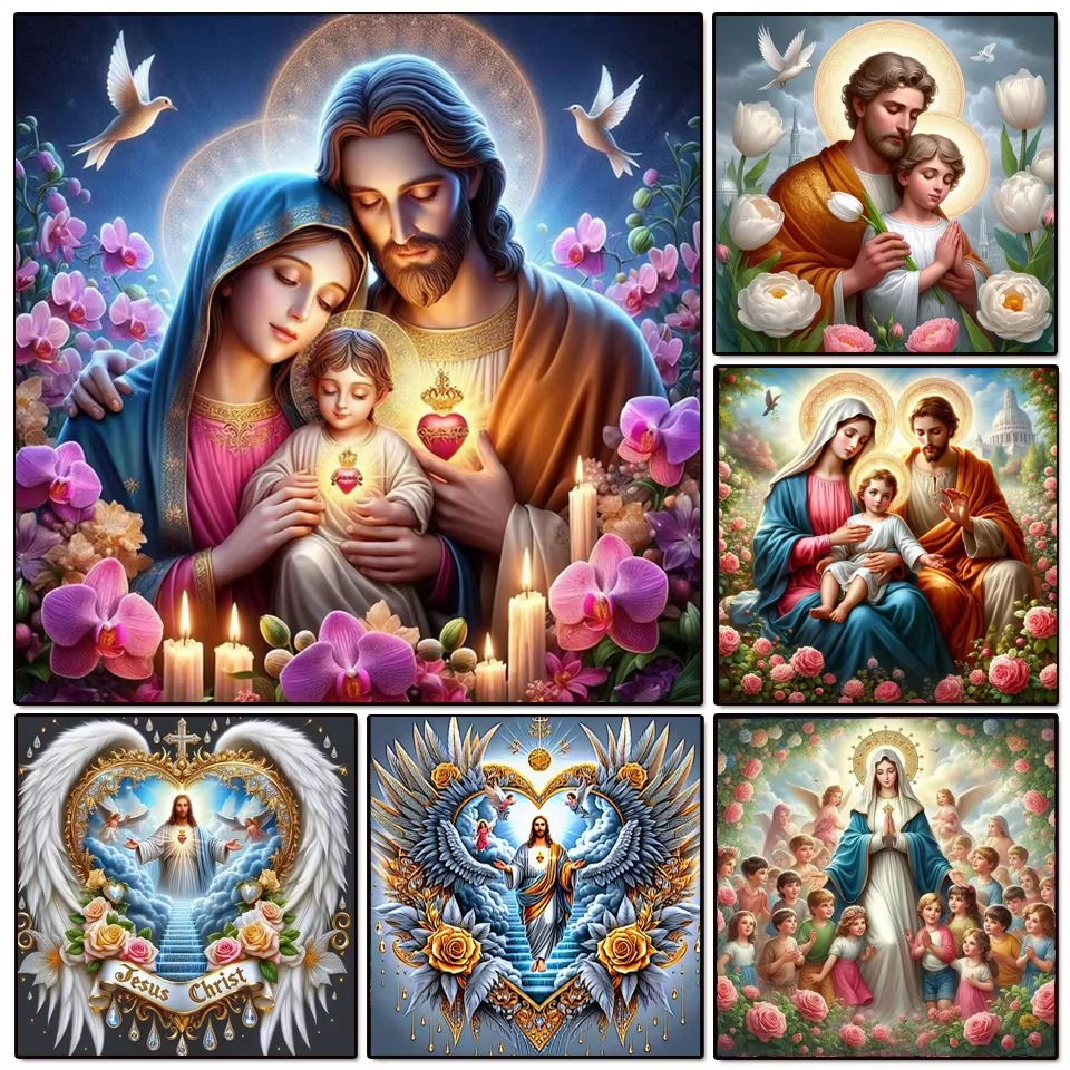 Photo Mosaic Print - 1PC frameless DIY Diamond Painting Cross