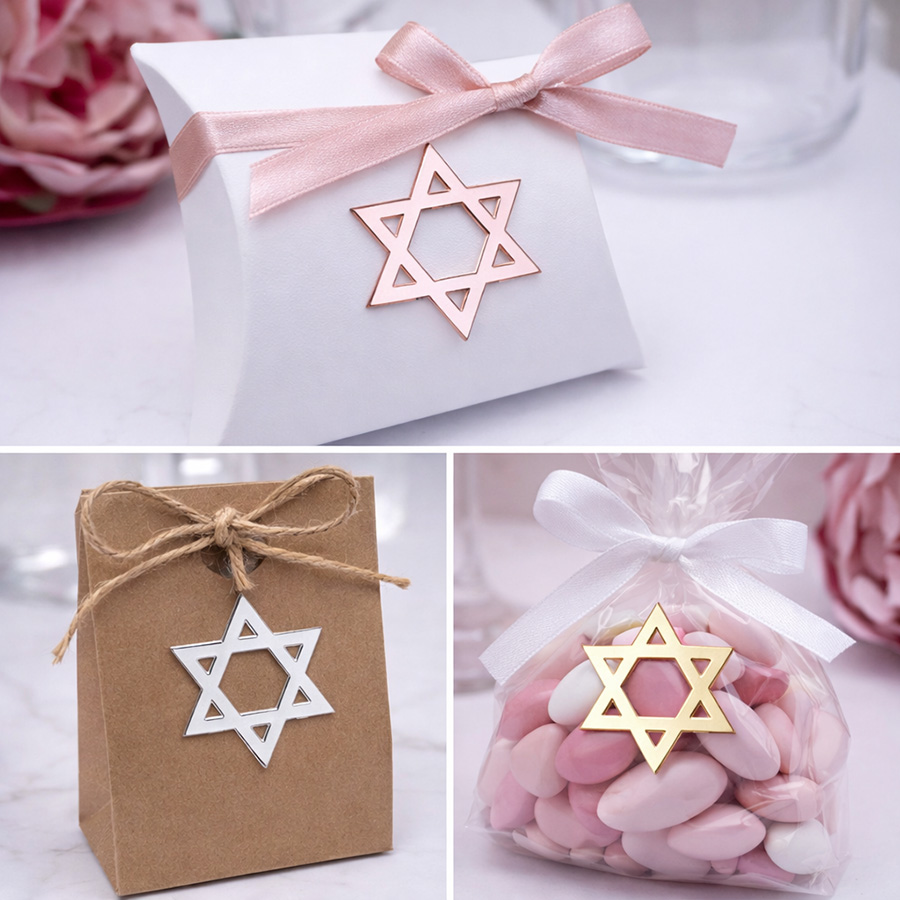 Personalised Candle Label - 50pcs/Lot Star of David Acrylic Mirror