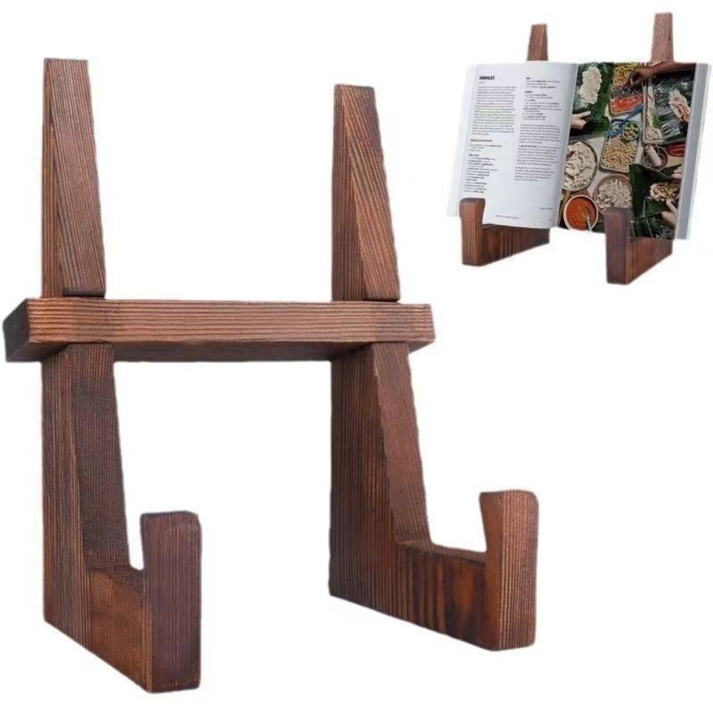 Engraved Wood Frame - Vintage Wooden Cookbook Holder Multifunctional Practical