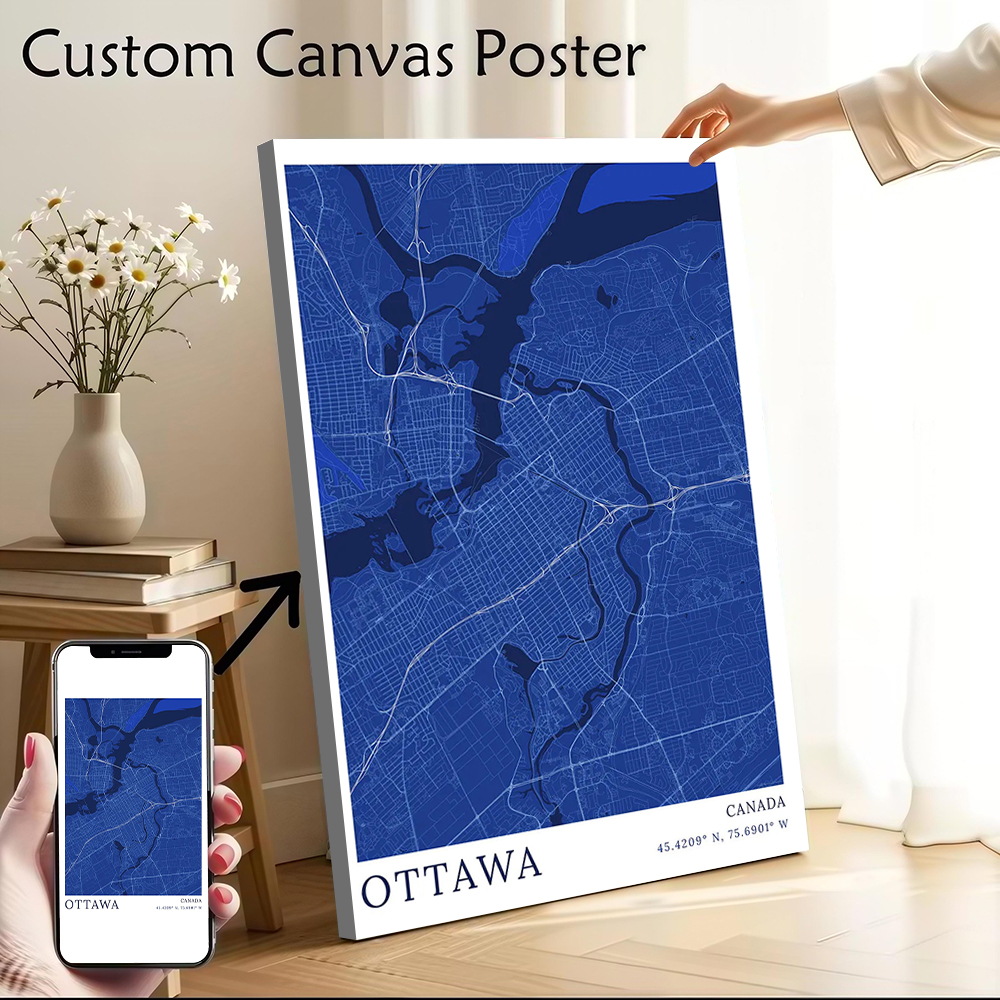 Ottawa City Map Printed Canvas - Custom Map Poster 评论和价格