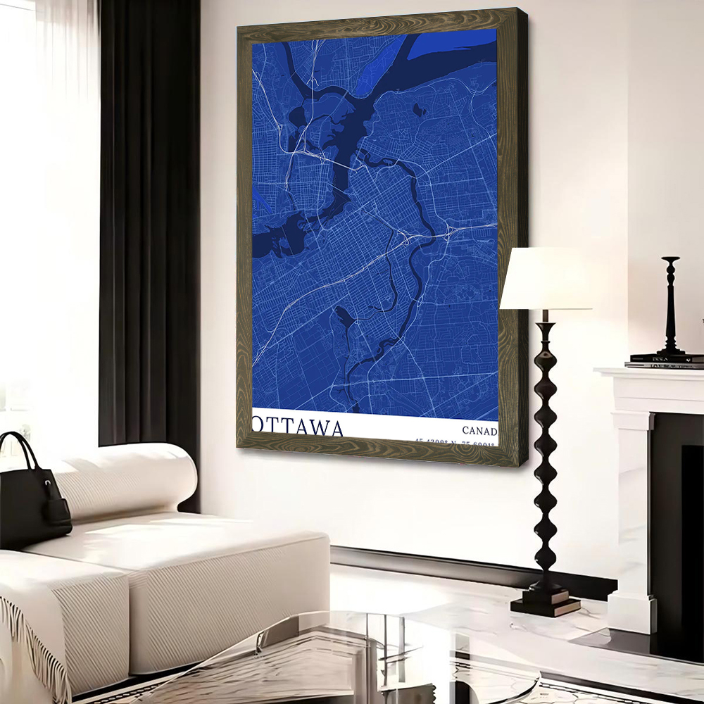 Ottawa City Map Printed Canvas - Custom Map Poster 评论和价格
