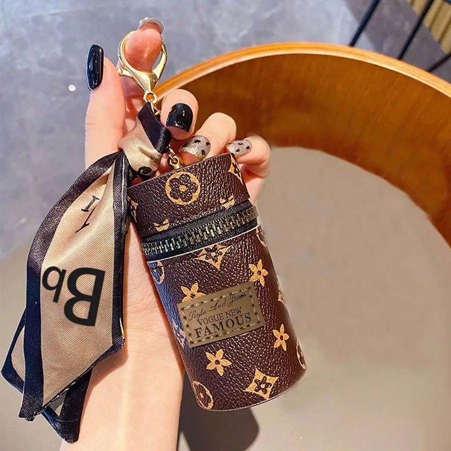 Vintage Brown Monogram Print C - Monogram Keychain Leather 评论和价格