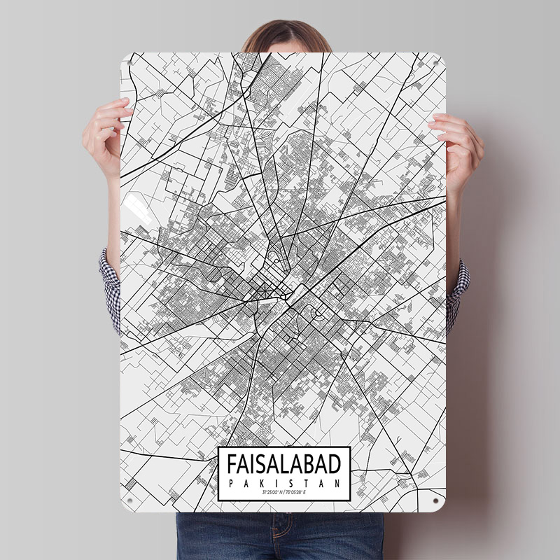 Faisalabad City Map Pakistan L - Custom Map Poster 评论和价格