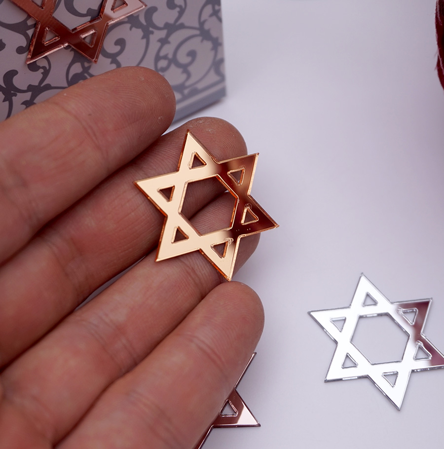 50pcs/Lot Star of David Acryli - Personalised Candle Label 评论和价格