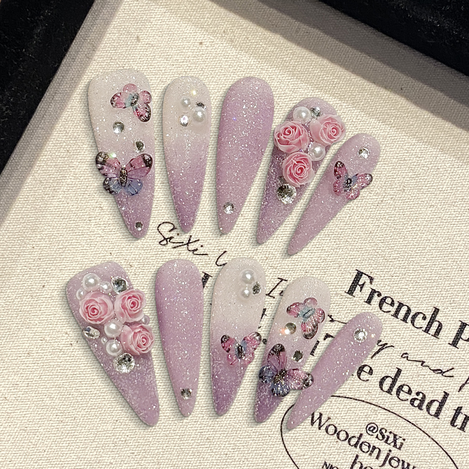 10pcs Long Stiletto Handmade F - Pressed Flower Art 评论和价格