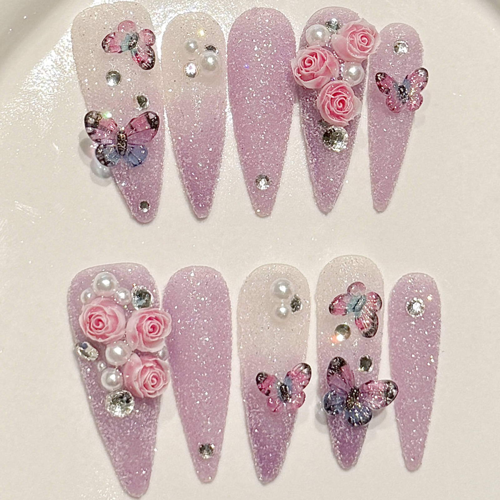 10pcs Long Stiletto Handmade F - Pressed Flower Art 评论和价格