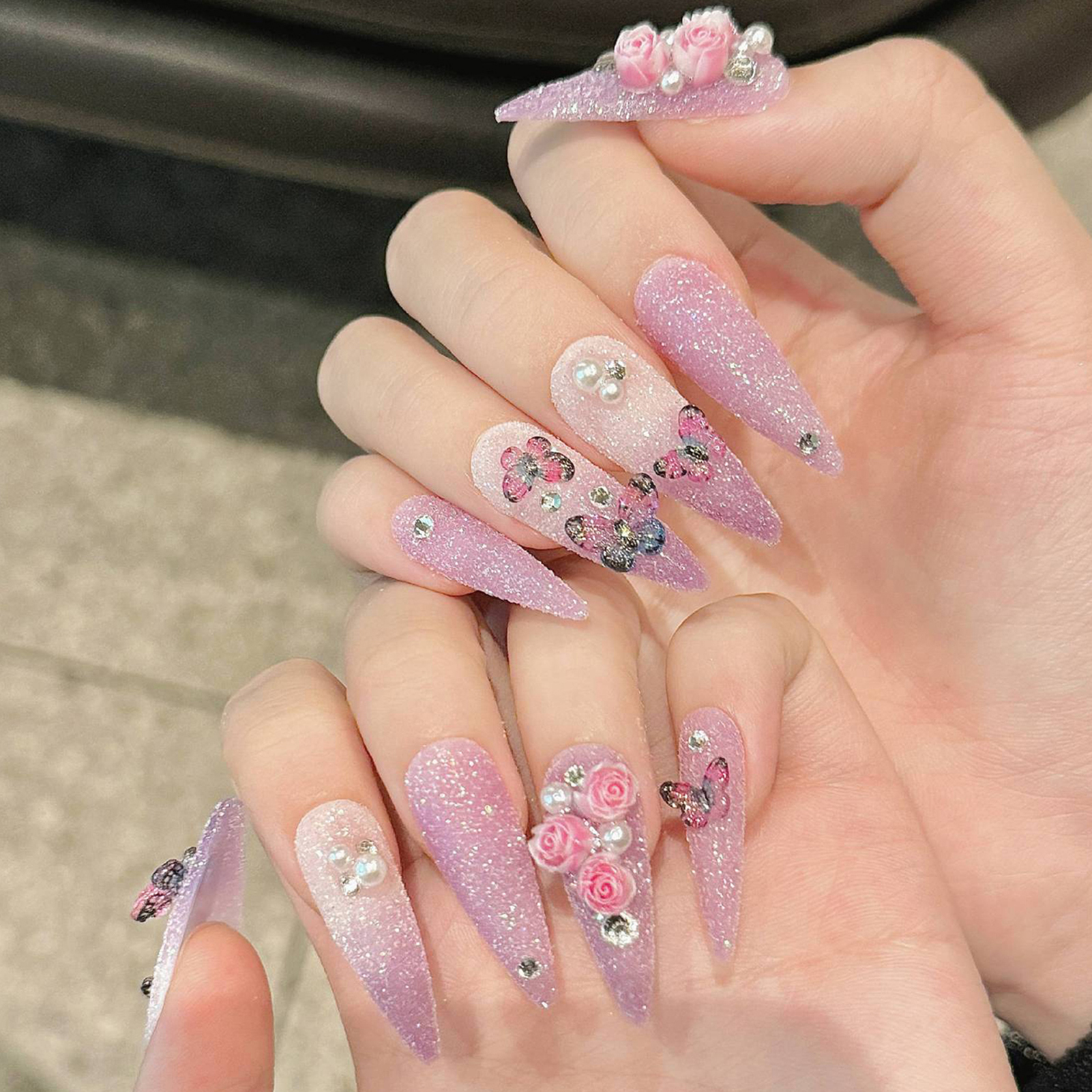 10pcs Long Stiletto Handmade F - Pressed Flower Art 评论和价格