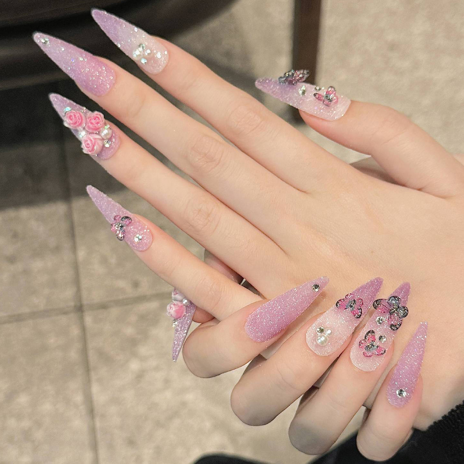 10pcs Long Stiletto Handmade F - Pressed Flower Art 评论和价格