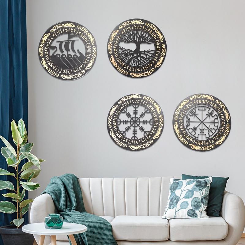 4PCS Set Wall Art Nordic Vikin - Family Tree Print 评论和价格