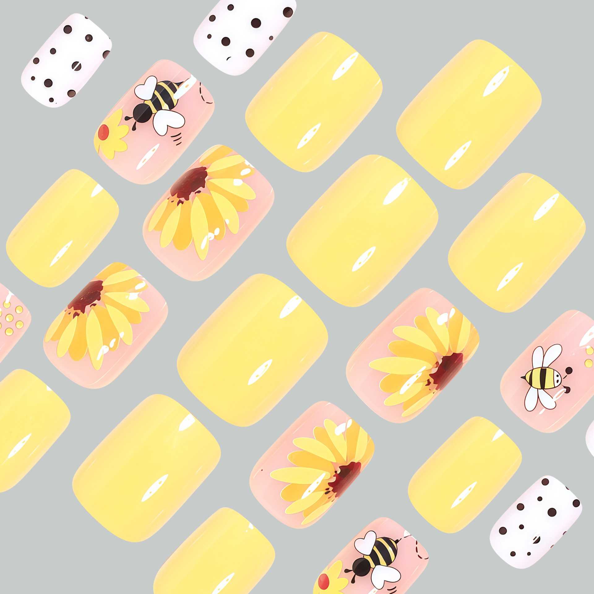 Short Square fake nails for wo - Pressed Flower Art 评论和价格