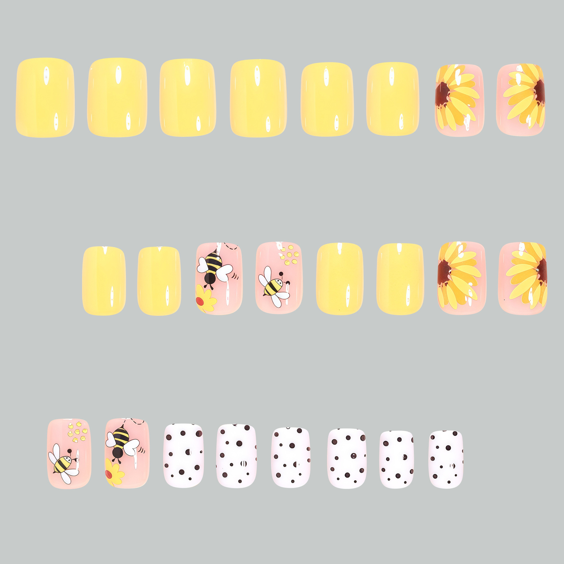 Short Square fake nails for wo - Pressed Flower Art 评论和价格
