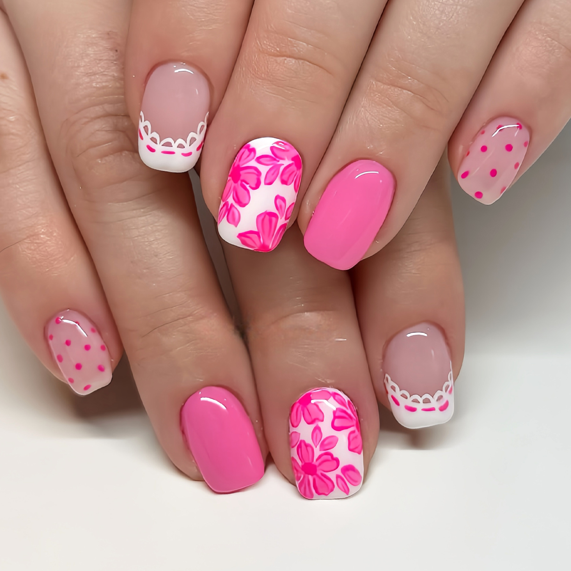 Short Square fake nails for wo - Pressed Flower Art 评论和价格