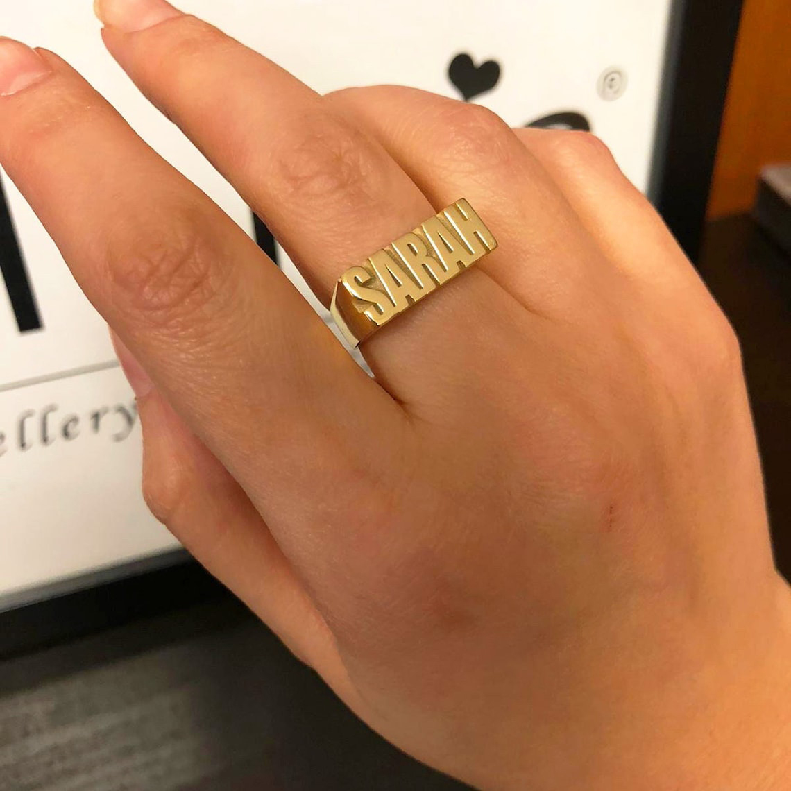 Custom Gold Gothic Rings for M - Initial Ring Custom 评论和价格