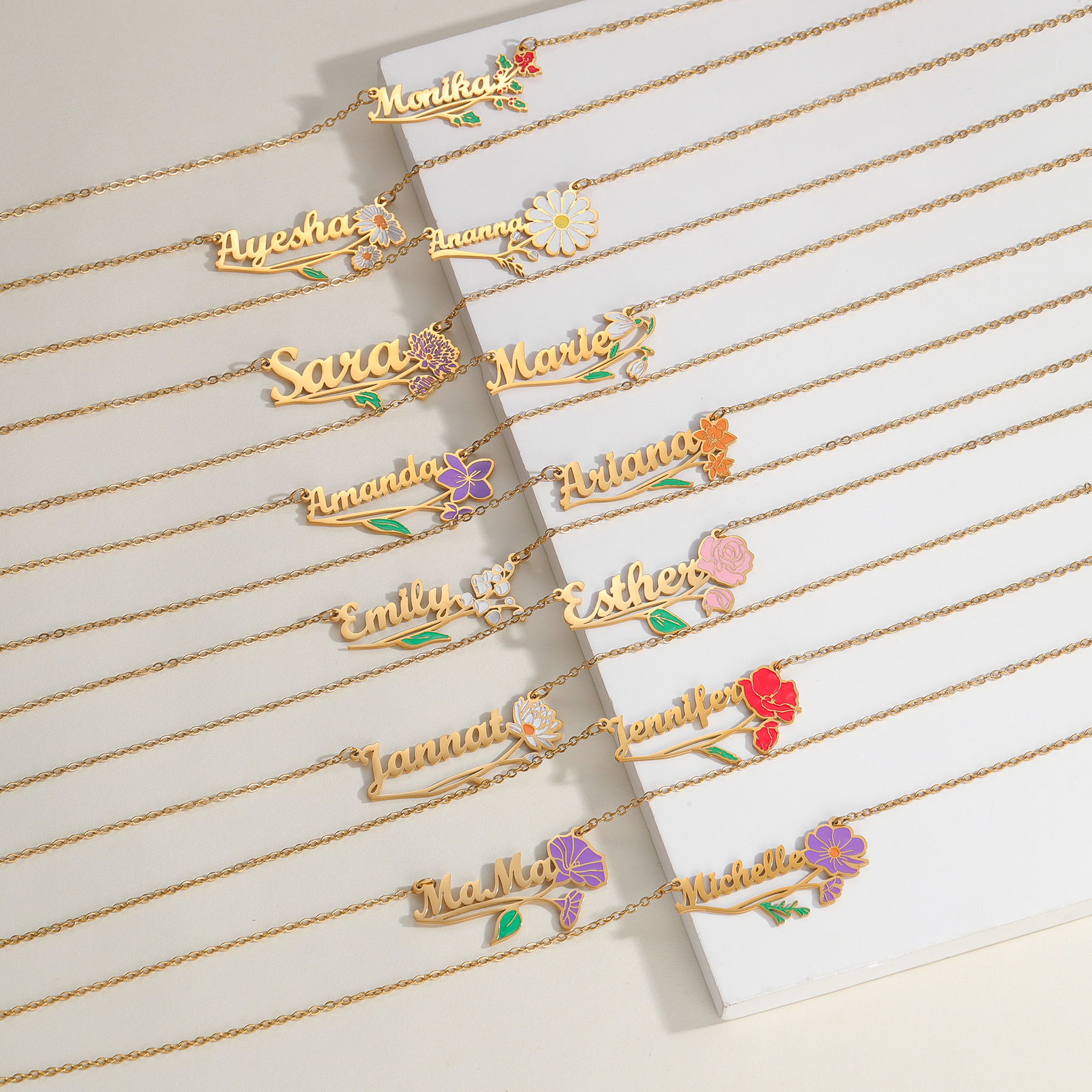 Acheerup Personalized Name UV  - Birth Flower Necklace 评论和价格