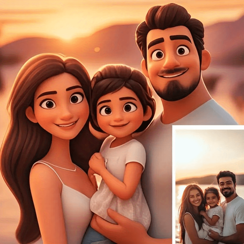 Custom Family Portrait Cartoon - Custom Star Map 评论和价格