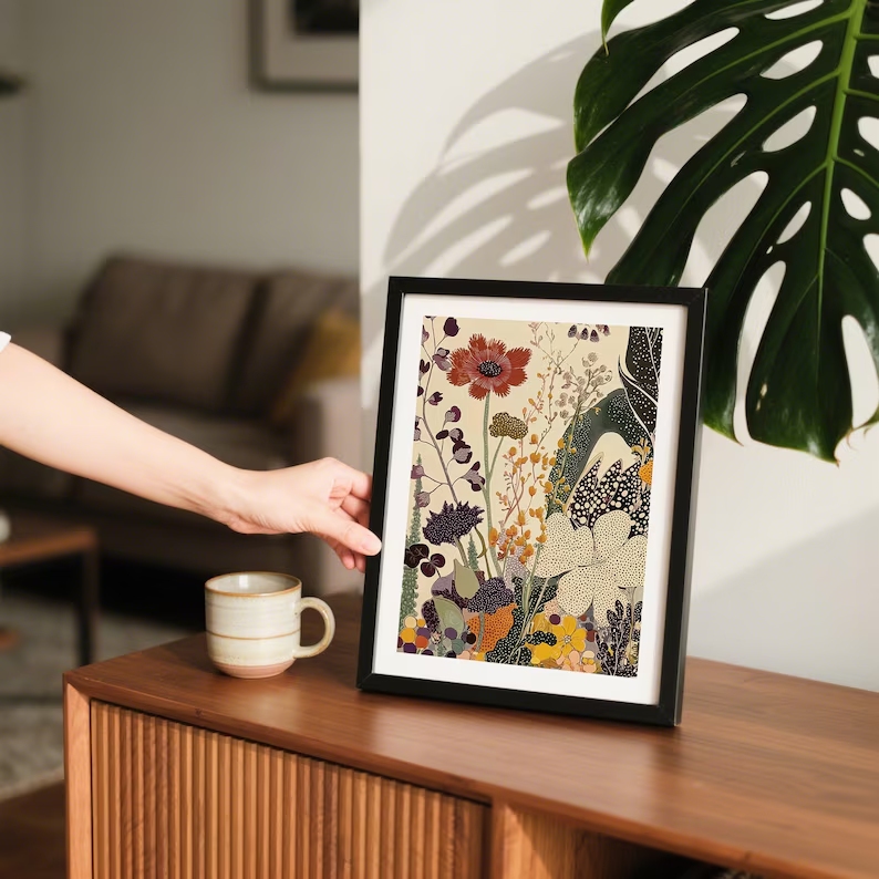 Modern Japanese Botanical  Wal - Custom Map Poster 评论和价格