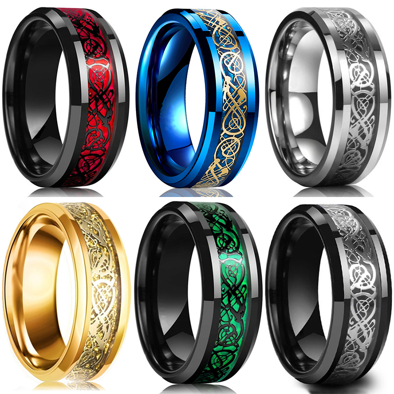 Fashion 8mm Men's Stainless St - Initial Ring Custom 评论和价格