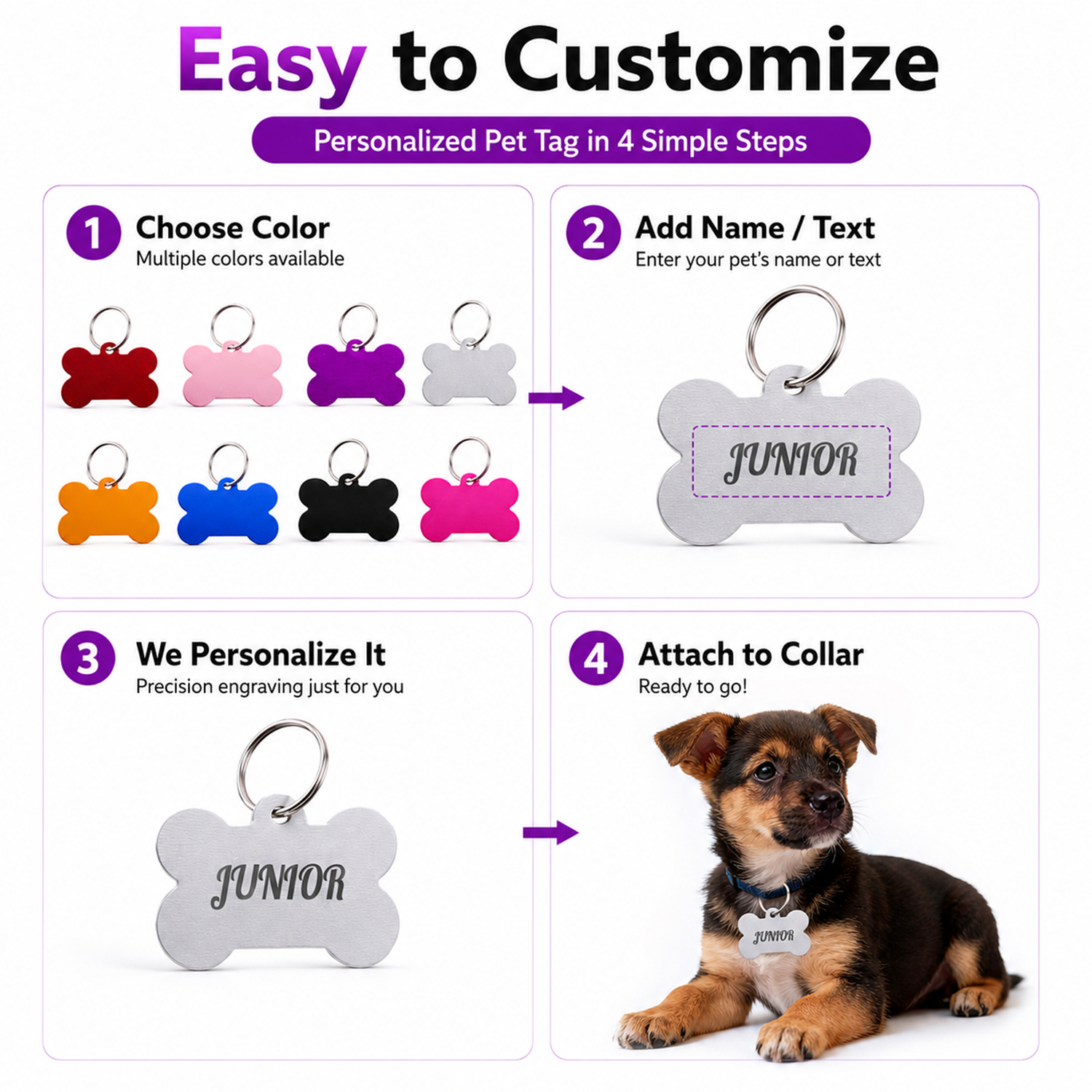 Bone Shaped Custom Name Dog Ta - Pet Portrait Custom 评论和价格