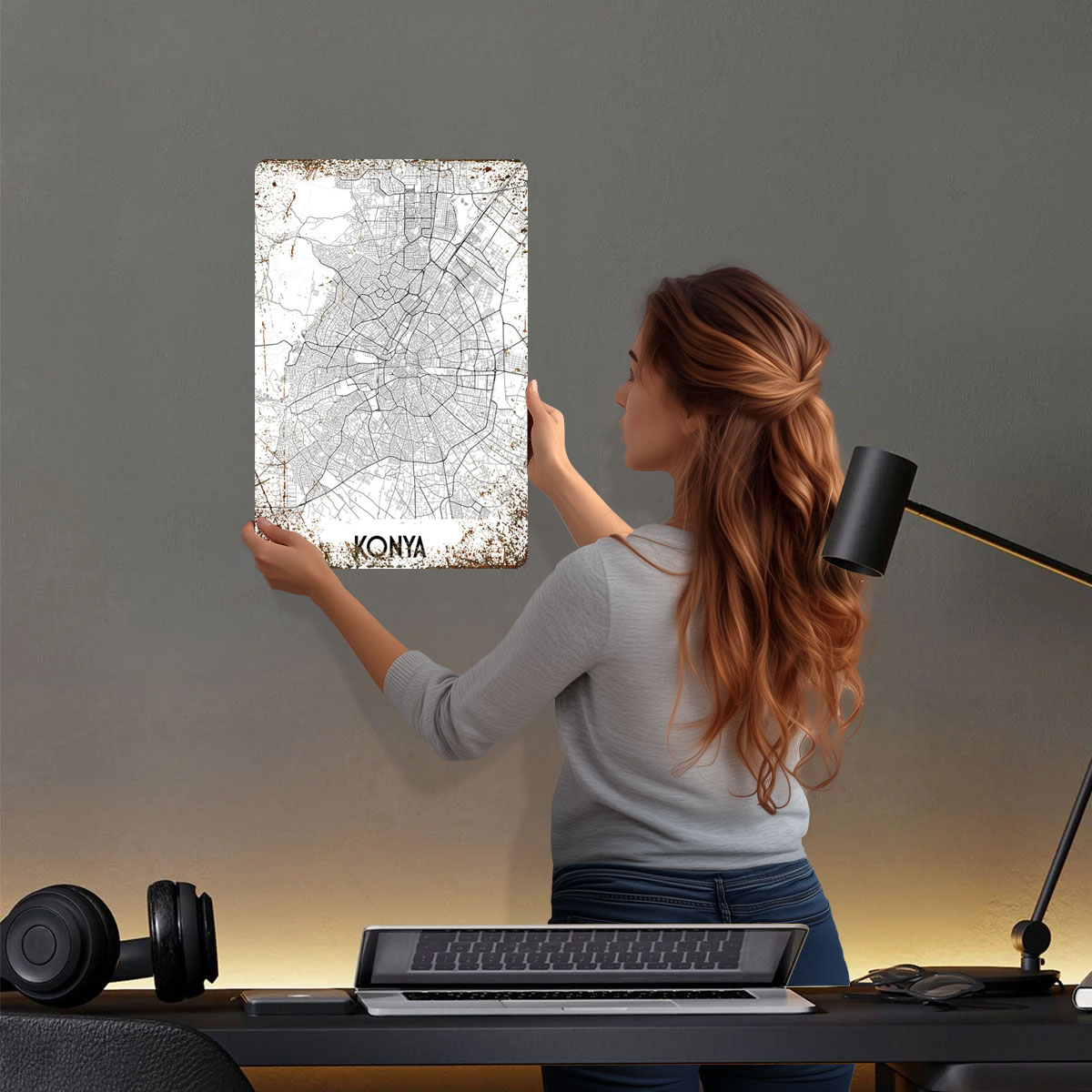 Konya City Map Tinplate Sign M - Custom Map Poster 评论和价格