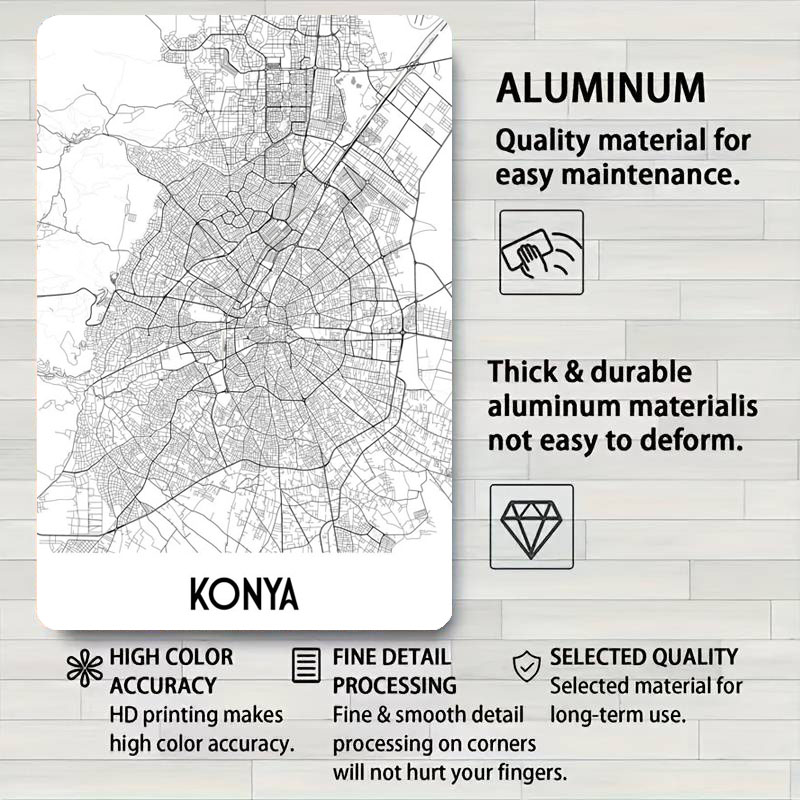 Konya City Map Tinplate Sign M - Custom Map Poster 评论和价格