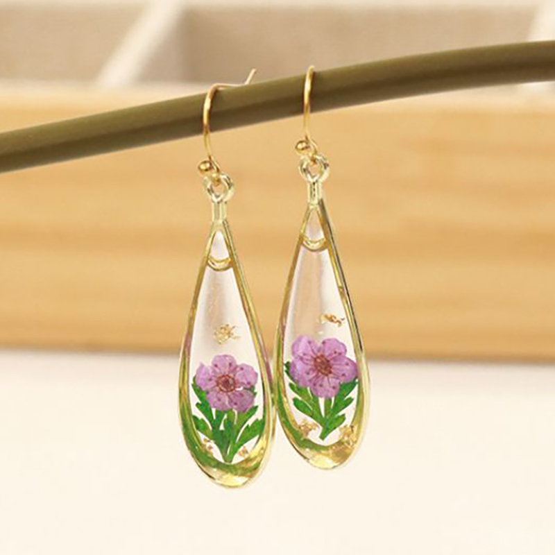Natural Flower Drop Earrings U - Pressed Flower Art 评论和价格